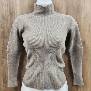 Lacoste Grey Knit Wool Blend Turtleneck Sweater Size XS Women's
